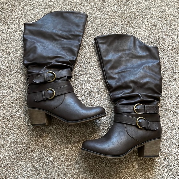 Journee Collection Tall Brown Boots - Picture 1 of 9